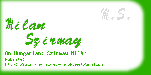 milan szirmay business card